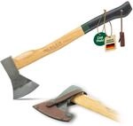 Adler Kanuaxt inkl. Lederschutz: Geschmiedete Holzaxt aus C60-Stahl, Campingaxt mit