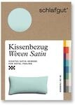 schlafgut Woven Satin Kissenbezug 40 x 80 cm Petrol Light Uni in Premium