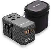 Verbatim GaN Universal Reiseadapter UTA‑06 100 W, Steckdosenadapter mit 2 USB‑A