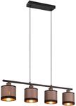 Reality Leuchten Pendelleuchte Davos R31554041, Metall Schwarz matt, Schirme Stoff