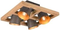 meineWunschleuchte 4-flammiger Deckenstrahler mit Naturholz, Lampenschirme...