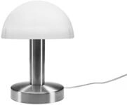 meineWunschleuchte Tischleuchte mit Opal wei&szlig;em Glasschirm & Fu&szlig; in Nickel...