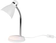 meineWunschleuchte Retro Schwanenhals Schreibtischlampe Wei&szlig; & Chrom H&ouml;he 33cm