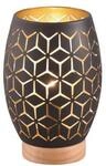 Kleine Tischleuchte in Schwarz/Gold mit ausgefallenem Stanzmuster, H&ouml;he 21cm