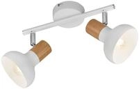 Reality Leuchten Spotbalken Latika R81522031, Metall Wei&szlig; matt, Holznachbildung,