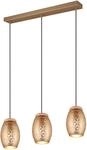 Reality Leuchten Pendelleuchte Bidar R31573065, Metall Coffee/Goldfarbig, Holz