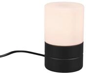 TOUCH dimmbare kleine Tischleuchte Schwarz mit Glasschirm Wei&szlig;, H&ouml;he 15cm