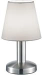 meineWunschleuchte Tischlampe Silber matt mit Stoffschirm Wei&szlig; - Touch...