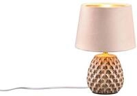 Kleine Retro Tischleuchte mit Keramikfu&szlig; und Samtschirm in Beige/Gold, H&ouml;he...