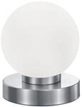 Kleine Touch Tischleuchte H&ouml;he 15cm Glaskugel Wei&szlig;, Sockel Silber