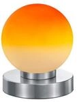 Kleine Touch Tischleuchte H&ouml;he 15cm Glaskugel Orange, Sockel Silber
