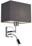 Wandleuchte mit flexiblem LED Leselicht & grauem Stoffschirm, LED Flexarm mit...