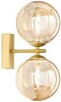 meineWunschleuchte Elegante Wandleuchte mit Schalter, Metall Messing & Rauchglas