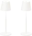 meineWunschleuchte 2er SET kabellose Akku Tischlampen Wei&szlig; 38cm mit USB Kabel &