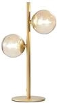 Elegante Tischleuchte Metall Messing & Rauchglas Kugeln Amber mundgeblasen,...