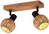 meineWunschleuchte Deckenstrahler aus Holz & Rattan Korbgeflecht Breite 30cm,