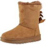 VAN HILL Damen Stiefeletten Winter Boots Warm Gef&uuml;ttert Kunstfell Schleifen