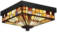 Kleine Deckenleuchte im Tiffany Design mit buntem Mosaikglas 2-flammig, &Oslash; 26cm