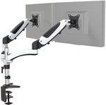 hjh OFFICE Monitorhalterung 2-Arm 15 &ndash; 27 Zoll VM-MG2 Alu Wei&szlig;/Schwarz...