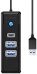 Orico PWC2U-U3-015-BK-EP Hub Adapter USB auf 2X USB 3.0 + USB-C, 5 Gbps, 0,15m