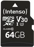 Intenso Professional microSDXC 64GB Class 10 UHS-I, U3, V30 Speicherkarte inkl.