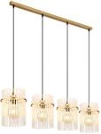Globo Pendelleuchte in Gold mit vier Glas Lampenschirmen, Breite 110cm