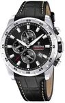 Festina Herren Uhr Analog mit Schwarzem Lederarmband - Quarzwerk - Chronograph -