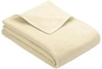 Ibena Berlin Wolldecke 150x200 cm - Premium Kuscheldecke wollwei&szlig;, hochwertige