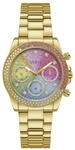 Guess Sol Damen Armbanduhr, Gold, Edelstahlarmband, 3 bar Wasserdichtigkeit &ndash; 38 mm
