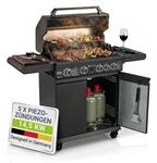 Juskys Gasgrill Savannah 4 Brenner mit Seitenbrenner & Kochfeld | Gas Grill mit