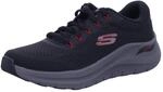 Skechers Arch Fit 2.0 Herren-Sneaker, Schwarzes Mesh-Synthetik-roter Besatz, 47.5 EU