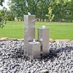 CLGarden Edelstahl Springbrunnen ESB8 Design S&auml;ulenbrunnen eckig mit LED Beleuchtung