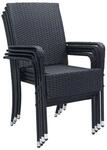 Juskys Polyrattan Gartenst&uuml;hle Yoro 6er Set mit Armlehnen & R&uuml;ckenlehne - 6...