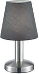 meineWunschleuchte Tischlampe Silber matt mit Stoffschirm Grau - Touch dimmbar,...