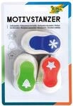 folia 7009 - Motivstanzer Weihnachtsmotive, Motivlocher, 3 Stanzer 15 mm, Stern,