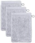 m&ouml;ve Superwuschel Waschhandschuh 15 x 20 cm aus 100% Baumwolle, silver 3er Set