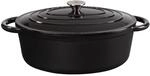 CHEF CUISINE Br&auml;ter Gusseisen mit Deckel, Oval gro&szlig; 6,7 L, Induktion, Schwarz,