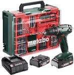 metabo Akku-Bohrschrauber BS 18 Set, 18 V Schrauber, 74-tlg. Zubeh&ouml;r-Set