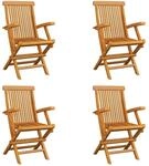 vidaXL 4X Teak Massiv Gartenstuhl mit Armlehnen Klappbar Gartenst&uuml;hle...