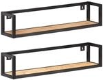 vidaXL 2X Raues Mangoholz Wandregal Industriestil B&uuml;cherregal Schweberegal...
