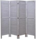 Mendler Paravent HWC-G30 Shabby-Look 170x162cm - grau | Trennwand, Sichtschutz,