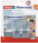 tesa Powerstrips bis 1 kg Transparent 2 x 5 cm + 4 Tabs LARGE Transparent/Chrom