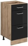 Vicco K&uuml;chenunterschrank R-Line, Schwarz Hochglanz, 40 cm mit Schubladen, ohne