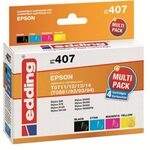edding Druckerpatrone EDD-407 - Multipack 4 - Schwarz, Cyan, Magenta, Gelb - 4X 9ml -
