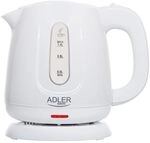 ADLER-Reisekessel 0,6 l, kompaktes Design, 600 W Leistung, wei&szlig;
