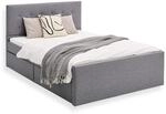 Homestyle4u Polsterbett 120x200 mit Bettkasten Grau Bett 120 x 200 mit Stauraum