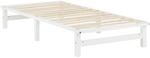 Homestyle4u Holzbett 90x200 Wei&szlig; mit Lattenrost &ndash; Futonbett Kiefer