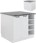 Vicco K&uuml;cheninsel Fame-Line, Wei&szlig; Landhaus/Wei&szlig;, 90 cm ohne Arbeitsplatte, zur
