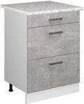 Vicco K&uuml;chenunterschrank R-Line, Beton, 60 cm mit Schubladen, AP Marmor, zur...