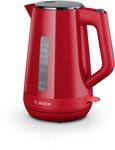 BOSCH Wasserkocher TWK1M124, Rot, Kunststoff, 2400 W, 1,7 l